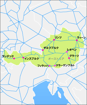 ユーレイル オーストリアパスの地図