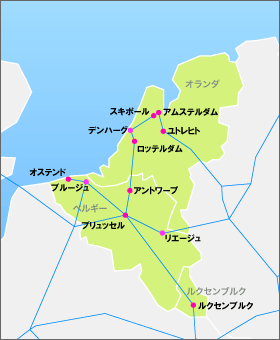 ユーレイル ベネルクスパスの地図