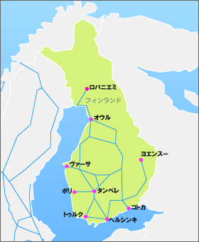 ユーレイル フィンランドパスの地図