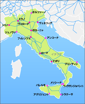 ユーレイル イタリアパスの地図