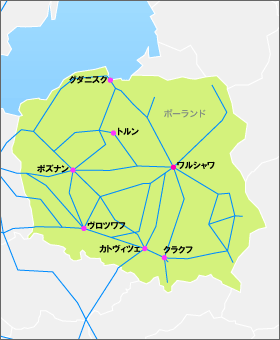 ユーレイル ポーランドパスの地図