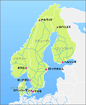 ユーレイル スカンジナビアパスの地図