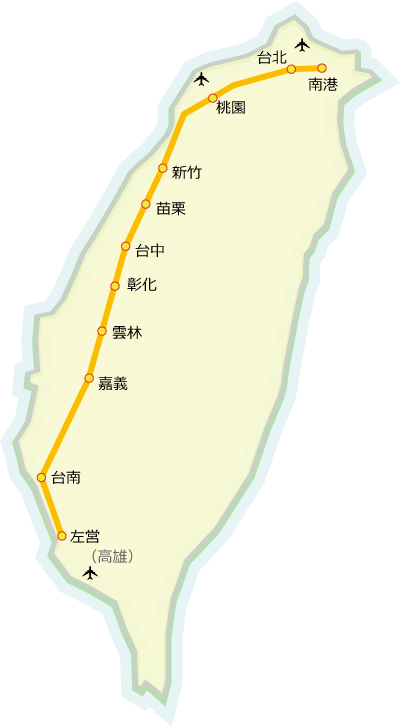 台湾高鐵パスの地図