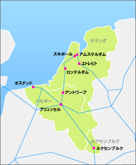 ユーレイル ベネルクスパスの地図