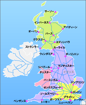 ブリットレイル＋アイルランドパスの地図