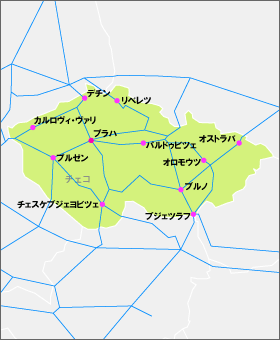 ユーレイル チェコパスの地図