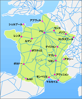 フランスレイルパスの地図