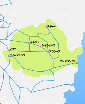 ユーレイル ルーマニアパスの地図