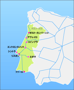 ユーレイル ポルトガルパスの地図