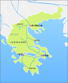 ギリシャフレキシーレイル＆フライパスの地図