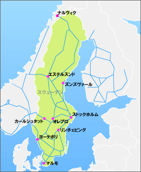 ユーレイル スウェーデンパスの地図